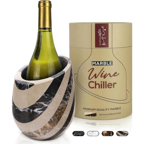 Gusto Nostro Marble Wine Chiller Bucket - 750ml Wine Bottle Cooler and Champagne Chiller for Party, Kitchen, Bar Cart Decor to Chill & Keep Bottles Cold - With Unique Wine Lovers Gift Box