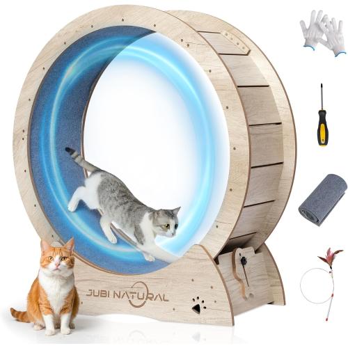 Cat Exercise Wheel, 40 Cat Running Wheel for Indoor Cats with Quiet Carpeted Runway, Cats Treadmill Wheels with Locking Mechanism, Cat's Weight Loss and Health