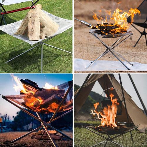22 Inch Portable Outdoor Fire Pit with Carrying Bag,Foldable Stainless Steel Mesh Fireplace Wood Burning Collapsible Fireplace for Camping Outdoor Hiking BBQ Picnic