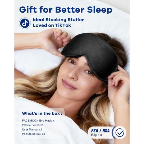 3D Weighted Cooling Gel Eye Mask for Sleeping, FSA Eligible Items HSA, 6oz Gel-Weighted Sleep Mask, 100% Blackout, Gentle Pressure & Cold Relief for Migraine, Ice Cold Gel for Puffy Eyes, Eye Care