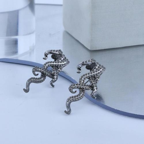Octopus Snake Stud Earrings for Women Vintage Gothic Animal Stud Earrings Snake Earrings Octopus Earrings Front Back Pierced Stud Earrings Punk Rock Earrings Halloween Jewelry Outfits Accessories