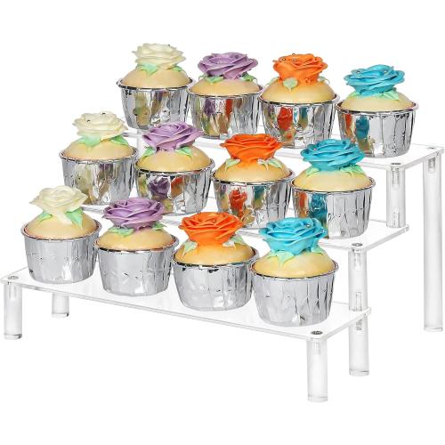 Display Shelf Cupcake Stand 3 Tier Desktop Perfume Organizer 12*6Inches Clear Acrylic Stand Cake Stands Dessert Table Display Set