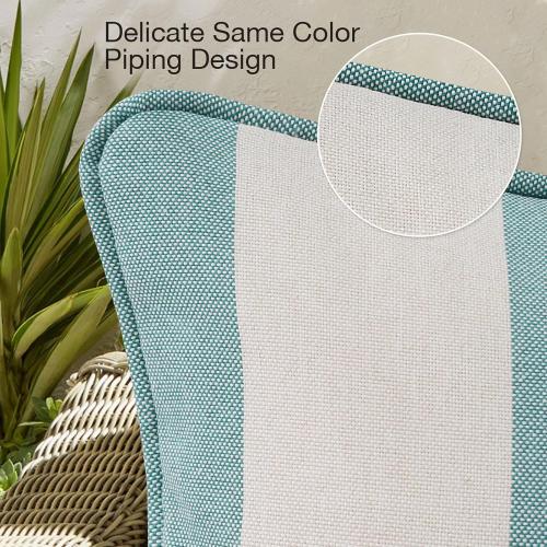 Decorative Outdoor Water Repellent Throw Pillows with Inserts, Set of 4, 18 x18 Pillows for Patio, Backyard, Bed, Couch, and Patio Furniture, Turquoise Stripe