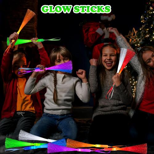 6 Pack Glow Sticks Toys Party Favors Supplies for Kids, Light Up Camping Essentials Games Fiber Optic Wand Sparklers Fireworks for Toddlers, Neon Accessories Decorations for Basket, Wedding, Birthday