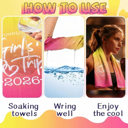 Lumina 8 Pcs 2026 Girls' Trip Gift Favors Cooling Towels for Girls, Elegant