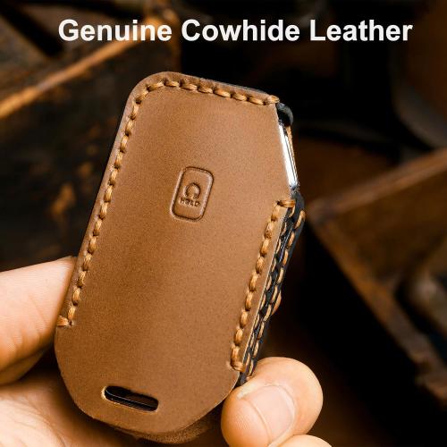 5-Button Leather Key Fob Cover, Compatible with Kia Cerato Ceed Forte NIRO Sorento Seltos Sportage Soul Telluride Keyless Entry Remote Smart Key, No Screw Design Style Key Protector(Brown)