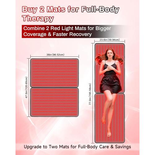Red Light Therapy Mat for Body 38 x 23.6, 400 LEDs Dual 660nm & 850nm Infrared Medical-Grade TPU Pad for Back, Shoulder & Joint Relief, FSA & HSA Eligible