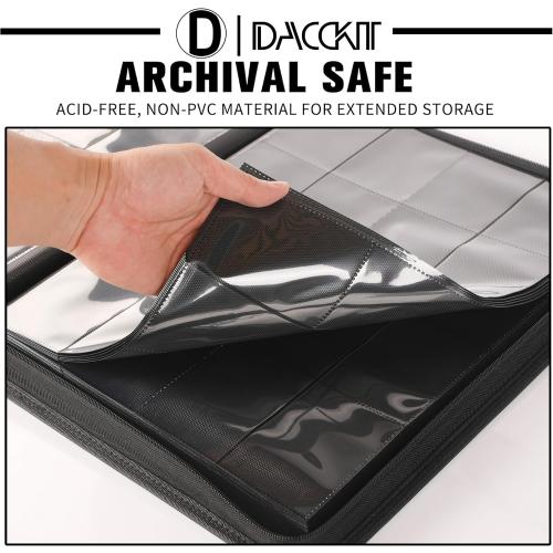 D DACCKIT Card Binder 16 Pocket - Fits 1024 Cards，4X4 Ringless Card Album with Sleeves for Trading Cards & Sports Cards（Model A，Classic White）