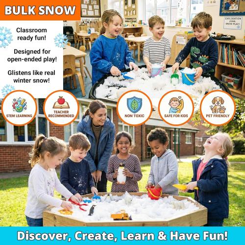 PARTY GOAT Bulk Fake Snow Powder for Outdoor & Indoor use. 39oz Makes 15 Gallons of Instant Snow for Sensory Play. Make Artificial Snowballs. Just Add Water. Magic Fun for Kids