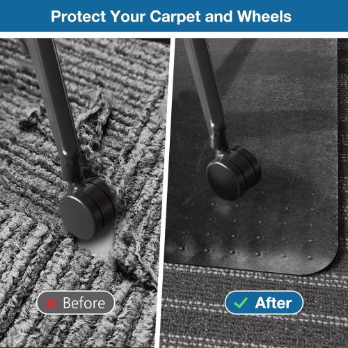 Chair Mat for Carpet, 46 x 60 Desk Chair Mat for Carpeted Floors, Non-Slip Office Vinyl Mat for Carpet with Studded, Easy Glide Heavy Duty Floor Protector Mat for Home Office, Black