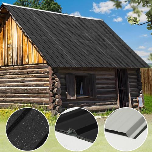 Metal Roof Panels - 20 Pcs Corrugated Pergola Roofing Panels Heavy Duty Waterproof Tin Roofing Materials for Shed Gazebo Patio Garages 42.52x16.77in, Black