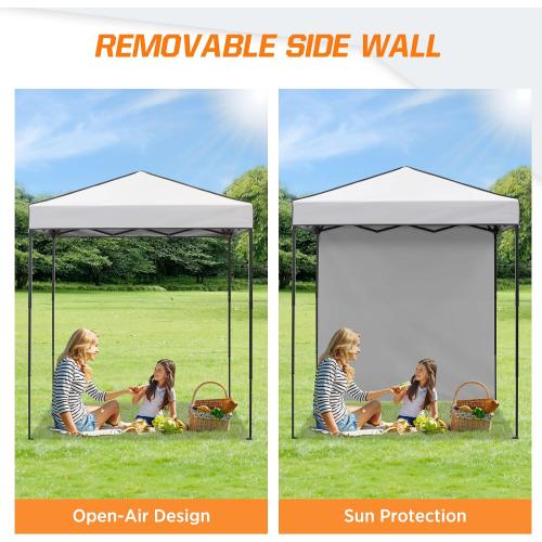 COOS BAY 6x4 Pop Up Canopy Tent with Removable Side Wall, Easy Setup Lightweight Portable Sun Shelter for Beach, Camping & Small Spaces, White