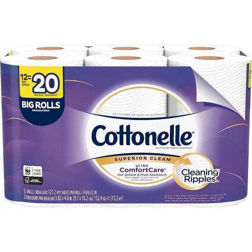 Cottonelle Ultra ComfortCare Soft Toilet Paper, 12 Big Rolls, Bath Tissue