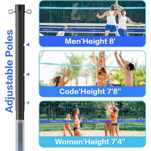 Heavy Duty Volleyball Net for Backyard&Outdoor,Anti-Sag Design | Professional 32FT Volleyball Net Set with Double Tension Adjuster,Height Adjustable Aluminum Poles,Portable Carry Bag