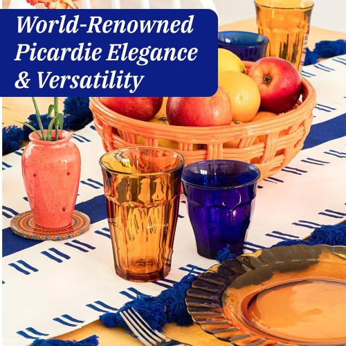 Duralex Le Picardie Glass Tumbler Drinking Set – 18-Piece Amber Tumblers in Mixed Sizes