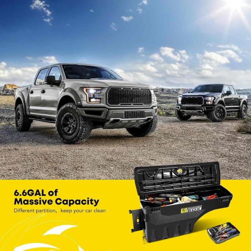 YHTAUTO Truck Bed Storage Tool Box Lockable Compatible with 2007-2018 Chevrolet Silverado & GMC Sierra 1500 2500 3500 Passenger Side, Swing Waterproof Wheel Well Toolbox