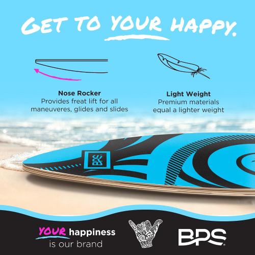 BPS New Zealand ‘Koru’ Skimboard with Colored EVA Grip Pad and High Gloss Clear Coat Wooden Skim Boards for Kids and Adults | Choose from 3 Sizes and Traction Pad Color