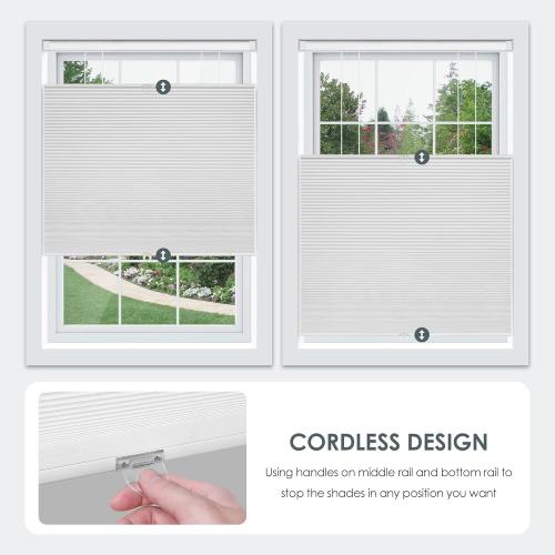 LazBlinds No Tools No Drill Cordless Cellular Shades, Top Down Bottom Up (TDBU) Honeycomb Shades for Home, Light Filtering Thermal Insulation Blinds for Windows, 35 W x 48 H, Beige