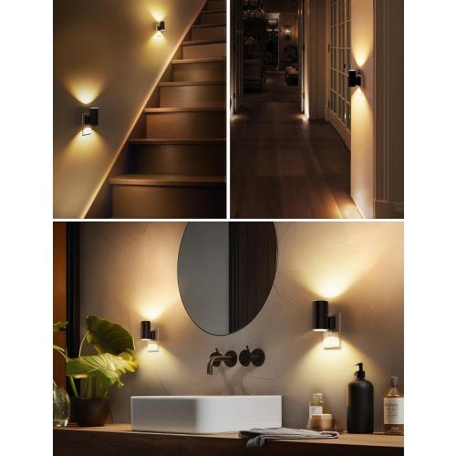 Black 2 Pack L LOHAS LED Night Light Plug in, Modern Night Lights Plug into Wall, Dusk to Dawn Sensor, Soft White 3000K, 0-100LM Adjustable Brightness, Dimmable Night Lights for Hallway Bedroom Stairway, 2 Pack