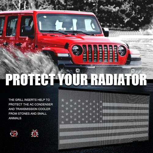 moveland Grille Insert for Jeep Wrangler JL & Gladiator JT 2018-2026 | American Flag Design, Heavy-Duty Aluminum Alloy, Corrosion-Resistant, No-Drill Install, Protects Against Debris/Rocks/Bugs