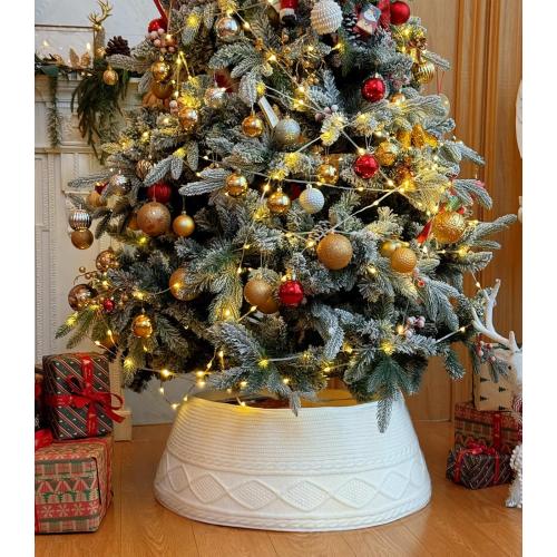 Malier Christmas Tree Collar, 30’’ Knit Xmas Tree Collar, Christmas Tree Collars for Artificial Trees, 11 Extra Tall Tree Stand Base Cover Ring Skirt for 6 ft 9 ft Tree (White, 11''H × 30 W)