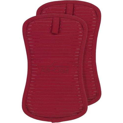 All-Clad Premium Pot Holder & Heating Pad, (2-Pack) Heat Resistant to 500 Degrees, 100% Cotton 10x6.25 for Kitchen and Barbeque, Chili Red