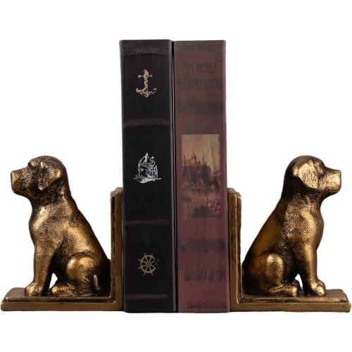 Bronze Book Ends for Shelves to Hold Books Heavy Duty,Decorative Bookend for Bookshelf Décor,Cute Animal Dog Book Stopper Labrador Retriever Statues for Home, Office Desk Decoration,1pair