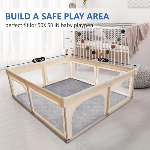 Ultra Soft Baby Play Mat for Floor,1.3 Thick Elasti-Foam 50x50 Playpen Mat for Toddlers Infant kids,Water-Repellent Coral Velvet for Tummy Time,Non-Slip Backing Safe for Crawling,Tatami Style (Dark Grey)