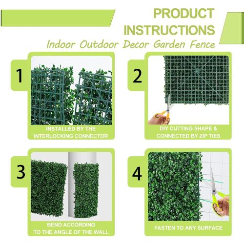 AOKIE 20X20 Artificial Grass Wall, 24Pcs Boxwood Hedge Wall Panels UV-Anti Grass Backdrop Wall Decor, Greenery Privacy Hedge Screen for Indoor Outdoor Patio Balcony, Party Garden Fence Decor