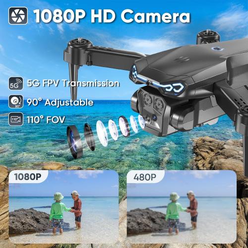 X-shop Foldable Drone with 1080P HD Camera for Beginners & Kids, FPV Live Video, One Key Start, Altitude Hold, 3D Flips, Gesture Selfie, 3 Speed Modes, 2 Batteries