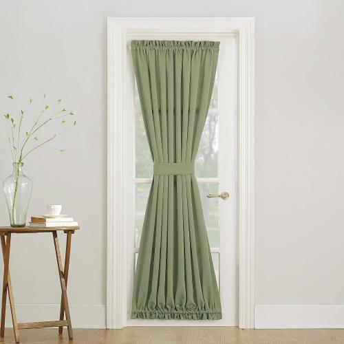 Sun Zero Barrow Energy Efficient Rod Pocket Door Curtain Panel, 54 x 72, Sage Green