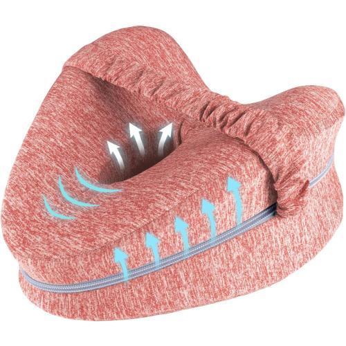 Knee Pillow for Side Sleepers, Leg Pillow for Sleeping, Knee Pillow with Strap, Alignment Pillow Between Legs, Suitable for Relieving Leg, Back & Knee Pain, Machine Washable (WHITE )