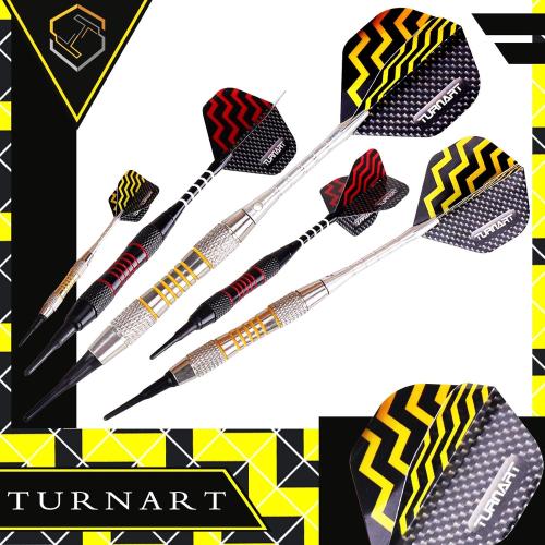 Multicolor 9pc Turnart Darts Plastic Tip - Professional Soft Tip Darts Set for Electronic Dartboard 9 Pcs 18 Grams with 50 Extra Tips 9 Shafts 27 Flights Tool Kit Flight Protectors and Gift Darts Case