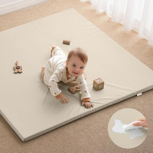 COLOR GREY ❗❗Blissful Diary Vegan Leather Baby Play Mat, 47''x47'',
