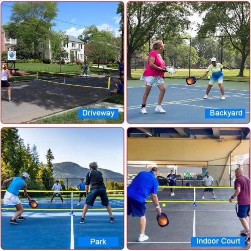 Zdgao Pickleball Net for Driveway with 22FT Regulation Size Pickleball Net, 4 Outdoor Pickleballs and Carry Bag, Weather Resistance Strong Steel Frame