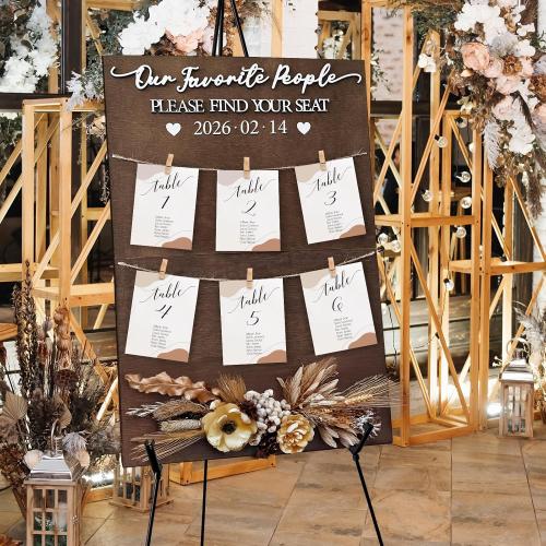 OurWarm Seating Chart for Wedding Reception Display, 23.6x15.7 Inch Rustic Wooden Wedding Seating Chart Board, Find Your Seat Wedding Signs for Reception Decor, Fits Display 4x6 Inch Cards