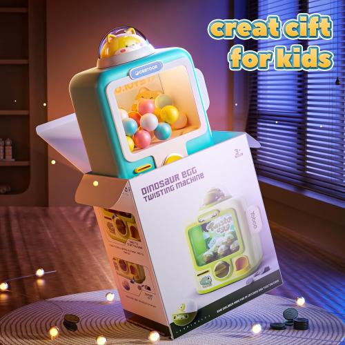 Skirfy Vending Machine Kids Toys 10 Empty Eggs Mini Vending Machine Erasers Operated Gumball Prize Machine Maker Game Claws Machine Christmas Game Sensory Toys Dolls Gifts（Blue）
