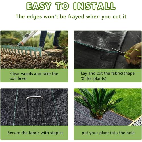 Size 3ftx50ft Weed Barrier Landscape Fabric Heavy Duty，Weed Block Gardening Ground Cover Mat, Weed Control Garden Cloth ，Woven Geotextile Fabric for Underlayment，Commercial Driveway Fabric