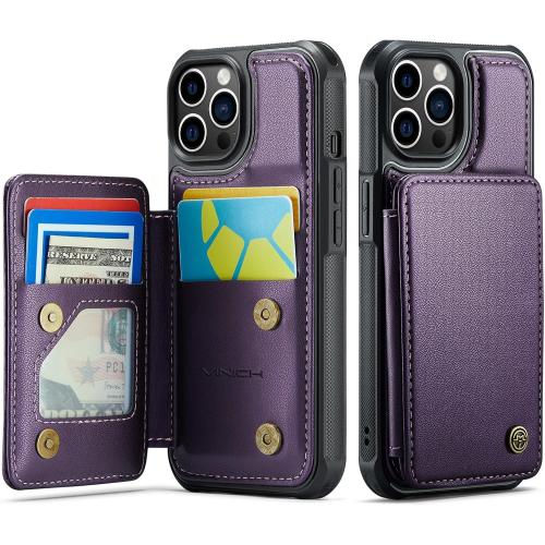 Vinich for iPhone 12 Pro Max Wallet Case with Card Holder, Purple