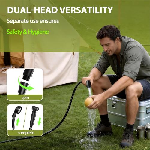 Portable Shower for Camping Leak-Proof Electric Cordless Power Camp Shower Pressure Washer with Water Tank 5 Gallon Outdoor for Garden Pet, Max 8 Hours Working & Installation-Free