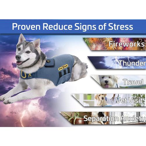 CozyVest® Dog Anxiety Vest 3-in-1 Music & Aromatherapy Shirt, Relaxing Sound & Essential Oil Scent Jacket, Fireworks Thunder Separation & Thunderstorm Canine Stress Relief Coat (Gray, XL [65-110 Lbs])