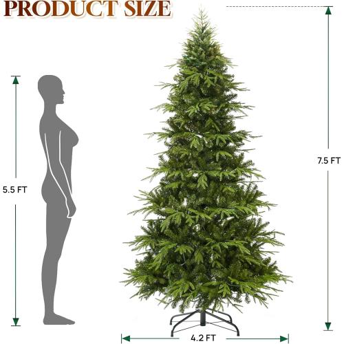 HOLLO STAR 7.5 ft Prelit Pencil Christmas Tree with 400 LED Lights, App Control, Aspen Artificial Christmas Tree, Multi-Color RGBW Lights, 1639 PE & PVC Branch Tips, Skinny Xmas Tree, for Home, Party