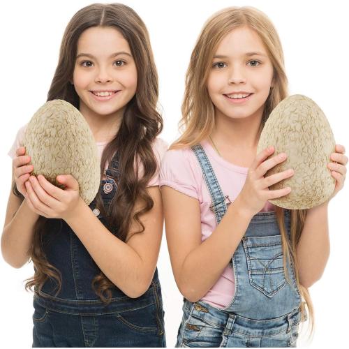 Dan&Darci Jumbo Dino Easter Egg - Unearth 12 Unique Large Surprise Dinosaurs in One Giant Filled Egg -Easter Gifts for Kids - Discover Dinosaur Archaeology Science STEM Crafts Gifts for Boys & Girls