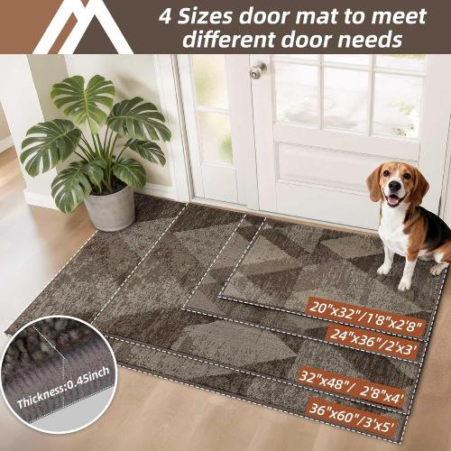COSY HOMEER Entryway Rugs Doormat 32x48, Non-Slip Absorbent Polyester, Washable Rugs for Front Door, Dirty Paws & High Traffic Areas, Brown