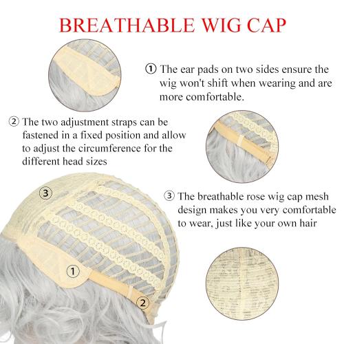 Yan Dream Old Lady Wigs Old Woman Costume Set Silver Grey Grandma Wig Granny Glasses Pearl Necklace for Halloween