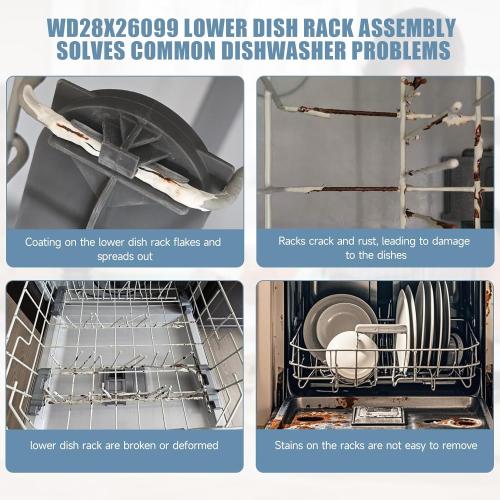 WD28X26099 WD28X34744 Dishwasher Lower Rack Compatible with GE Dishwashers - Replaces WD28X24396,WD28X22659,WD28X28918. Fits Models GDF510PSR3SS, GDF510PSM0SS, GDF510PSMOSS, GDF535PSR0SS, GDF510PSR6SS
