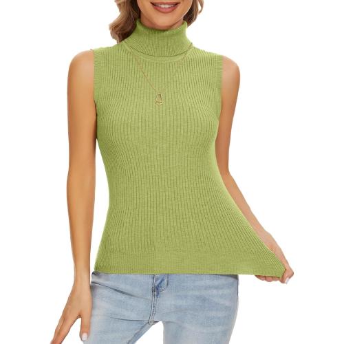 Sleeveless Turtlenecks Tops for Women Lightweight Knit Sleeveless Vest Stretchy Turtleneck small