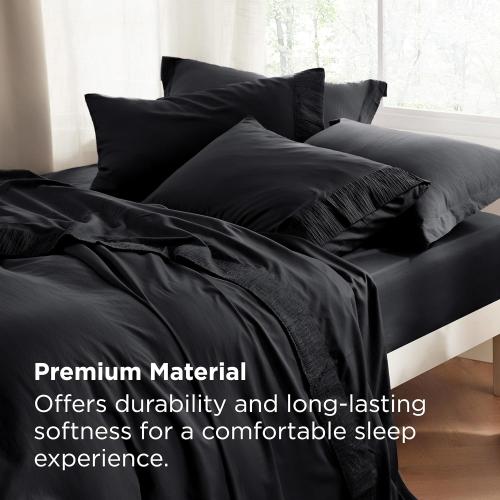 Bedsure King Size Sheets Set - 4 Pieces Soft King Sheets - Breathable & Cooling - Hotel Luxury - Easy Care Polyester Microfiber Bedding for Women, Men, Black