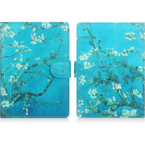 HoYiXi Universal Case Compatible with 6.8-7 Kobo/Pocketbook/TolinoKindle Paperwhite/Kobo Clara HD/Kobo Clara 2E Leather Stand Cover for 6-6.8'' E-Book eReader,Flower