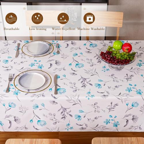 Floral Tablecloth Green Rectangle Table Cloth 60x84 Inch Waterproof Spill-Proof & Oil-Proof Outdoor Table Cover for Rectangle Table Home Kitchen Party Picnic Halloween Fall Decor